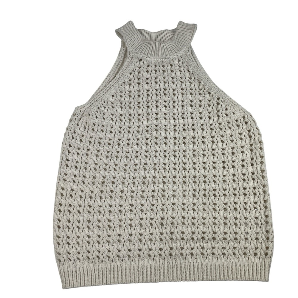 Universal Thread Openwork Halter‎ Sweater Tank, Cream / Off-White, Size XS